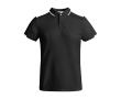 Kort sportpolo voor kinderen van polyester 140 g/m² Roly kleur wit/zwart