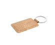 Duurzame kurken sleutelhanger met zachte touch en metalen ring kleur bruin