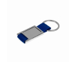 Metalen sleutelhanger met textiel band in eigentijds design kleur blauw