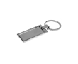 Rechthoekige metalen sleutelhanger met glanzende chroomafwerking kleur zilver