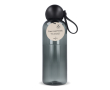 Effen plastic fles met ronde dop en draaglus 600 ml kleur zwart
