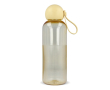 Effen plastic fles met ronde dop en draaglus 600 ml kleur doorzichtig geel
