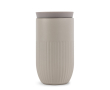 Thermosbeker van roestvrij staal met drukknopdeksel 320 ml kleur beige