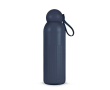 Thermofles van staal in effen kleur met ronde dop en draaglus 500 ml kleur donkerblauw