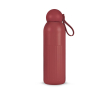 Thermofles van staal in effen kleur met ronde dop en draaglus 500 ml kleur donkerrood