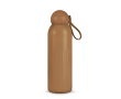 Thermofles van staal in effen kleur met ronde dop en draaglus 500 ml kleur bruin
