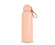 Thermofles van staal in effen kleur met ronde dop en draaglus 500 ml kleur rose paztel
