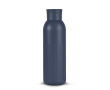 Thermofles van gerecycled staal met drukknoopsluiting 500 ml kleur donkerblauw
