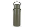 Thermos van gerecycled RVS met dop die ook als beker dient 1 L kleur olijfgroen