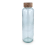 Fles van gerecycled glas met houten dop, in EU gemaakt 650ml kleur doorzichtig