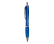 Transparante kunststof pen met metallic details en blauwe inkt kleur doorzichtig blauw