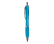 Transparante kunststof pen met metallic details en blauwe inkt kleur doorzichtig lichtblauw