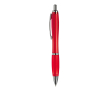 Transparante kunststof pen met metallic details en blauwe inkt kleur doorzichtig rood