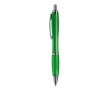 Transparante kunststof pen met metallic details en blauwe inkt kleur doorzichtig groen