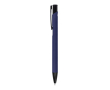 Gerecyclede aluminium pen met zwarte clip en blauwe inkt kleur donkerblauw