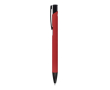 Gerecyclede aluminium pen met zwarte clip en blauwe inkt kleur rood