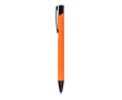 Gerecyclede aluminium pen met zwarte clip en blauwe inkt kleur oranje