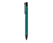 Gerecyclede aluminium pen met zwarte clip en blauwe inkt kleur donkergroen