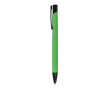 Gerecyclede aluminium pen met zwarte clip en blauwe inkt kleur groen
