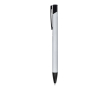 Gerecyclede aluminium pen met zwarte clip en blauwe inkt kleur zwart / grijs