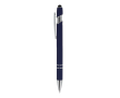 Pen van gerecycled aluminium met stevige clip en blauwe inkt kleur donkerblauw