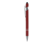 Pen van gerecycled aluminium met stevige clip en blauwe inkt kleur donkerrood