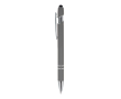 Pen van gerecycled aluminium met stevige clip en blauwe inkt kleur grijs