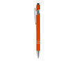Balpen van gerecycled aluminium met stevige clip en zwarte inkt kleur oranje