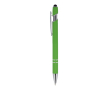 Balpen van gerecycled aluminium met stevige clip en zwarte inkt kleur limoen groen