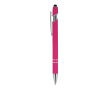 Balpen van gerecycled aluminium met stevige clip en zwarte inkt kleur roze