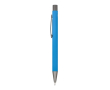 Aluminium pen met soft touch, slanke body en zwarte inkt kleur lichtblauw