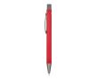 Aluminium pen met soft touch, slanke body en zwarte inkt kleur rood