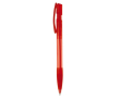 Transparante plastic pen met hervulbare blauwe inkt kleur doorzichtig rood