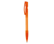 Transparante plastic pen met hervulbare blauwe inkt kleur doorzichtig oranje