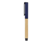 Bamboe rollerpen met dop en kunststof clip, zwarte inkt kleur donkerblauw