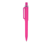 Balpen van gerecycled plastic met zachte afwerking en blauwe inkt kleur roze