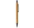 Bamboe pen met metalen clip en jumbo vulling met blauwe inkt kleur naturel
