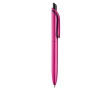 Gemetalliseerde plastic pen met clip en blauwe jumbo navulling kleur roze