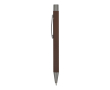 Aluminium pen met soft-touch afwerking en blauwe inkt kleur donker bruin
