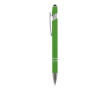 Gerecyclede aluminium pen met aanwijzer en blauwe inkt kleur limoen groen