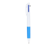 Balpen met grip en sleutelkoord met 3 kleuren kleur wit/blauw