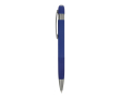 Aluminium klikpen met verticale strepen, blauwe inkt kleur donkerblauw
