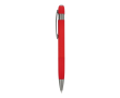 Aluminium klikpen met verticale strepen, blauwe inkt kleur rood