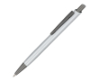 Aluminium balpen met metalen clip en soft-touch, blauwe inkt kleur zilver