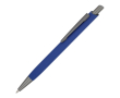Aluminium balpen met metalen clip en soft-touch, blauwe inkt kleur donkerblauw