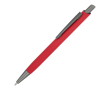 Aluminium balpen met metalen clip en soft-touch, blauwe inkt kleur rood