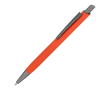 Aluminium balpen met metalen clip en soft-touch, blauwe inkt kleur oranje