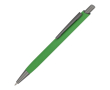 Aluminium balpen met metalen clip en soft-touch, blauwe inkt kleur limoen groen