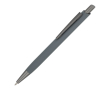 Aluminium balpen met metalen clip en soft-touch, blauwe inkt kleur grijs