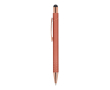 Balpen met stylus en metalen clip, blauwe inkt kleur rose gold